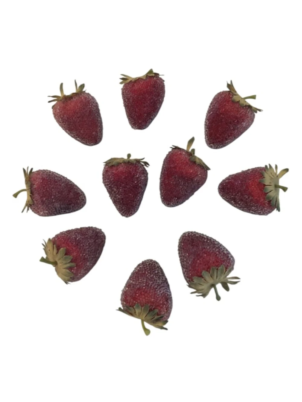 🍓VTG🍓90s Pier 1 Ten Realistic Faux Sugared Beaded Strawberries W Calyx Top